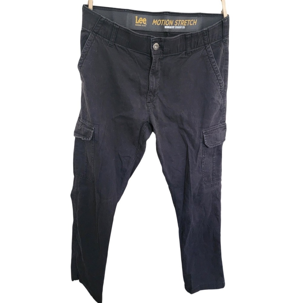 Lee Premium Select Motion Stretch Mens Black Cargo Pants Regular Straight 34x32
